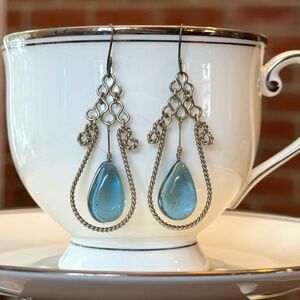 Cute boho earrings - blue, shiny, dangly!